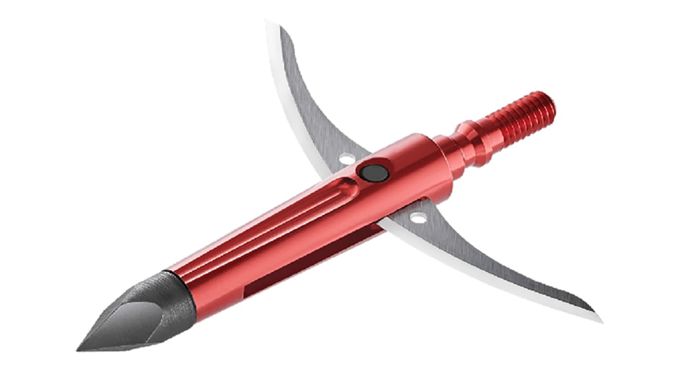 CrossFire Night Fury Extreme Broadhead Cross-Opening Mechanical Chisel Tip, Stainless Steel Blades, Red, 100 Grain, 3 Pack, BLS10818