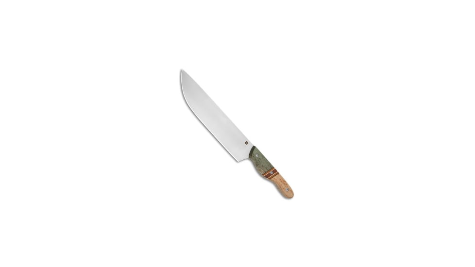 Blue Collar Blades Custom Chef's Kitchen Knife, 9.00in, AEB-L Steel, Drop Point Blade, Wood, Blue/Wood Handle, Blue/Wood/Gray, 14.00 inch, BHQ-205658