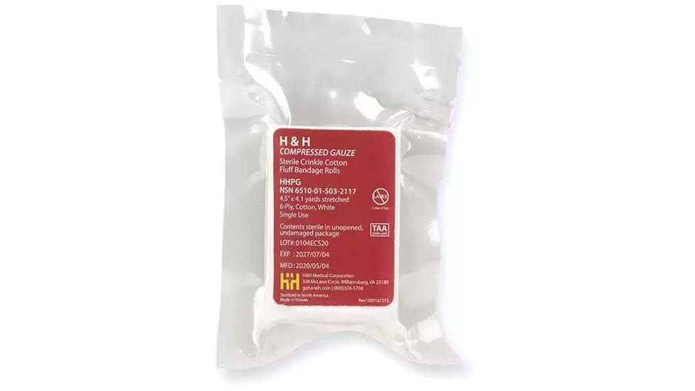 Blue Force Gear H&amp;H Compressed Gauze, Sterile Crinkle Cotton Fluff, P-MED-GAUZE-1-RTL