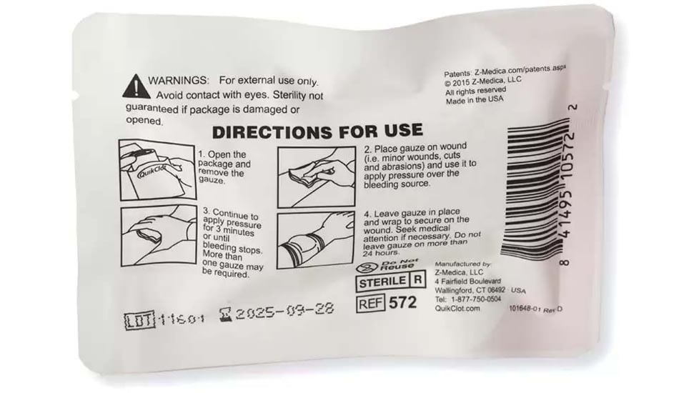 Blue Force Gear QuikClot Hemostatic, White, P-MED-QUIKCLOT-WH-RTL