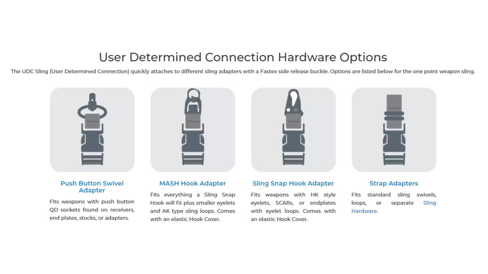 Blue Force Gear UDC Padded Bungee Single Point Sling w/Sling Snap Hook Adapter, Black, UDC-200-BG-HK-BK