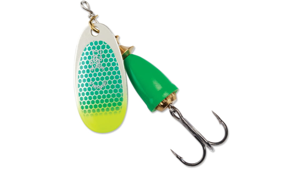Blue Fox Classic Vibrax 02, Sinking, 2-11/25in, 3/16oz Green Scale/ Chartreuse Tip UV, 60-20-315IC