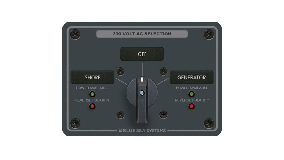 Blue Sea Systems AC Rotary Switch Panel 30 Ampere 2 Positions + OFF, 2 Pole 8359 20803