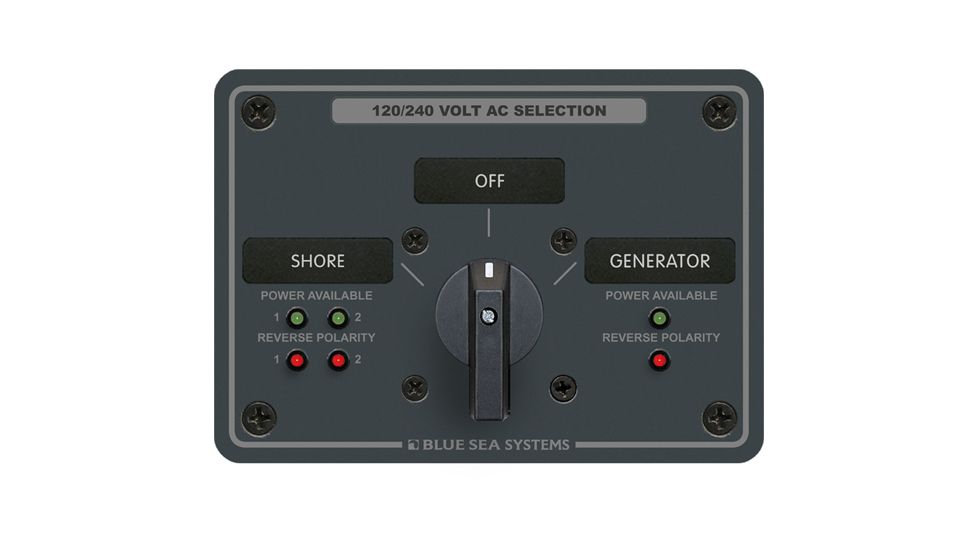 Blue Sea Systems AC Rotary Switch Panel 30 Ampere 2 Positon + OFF, 4 Pole 8386 20825