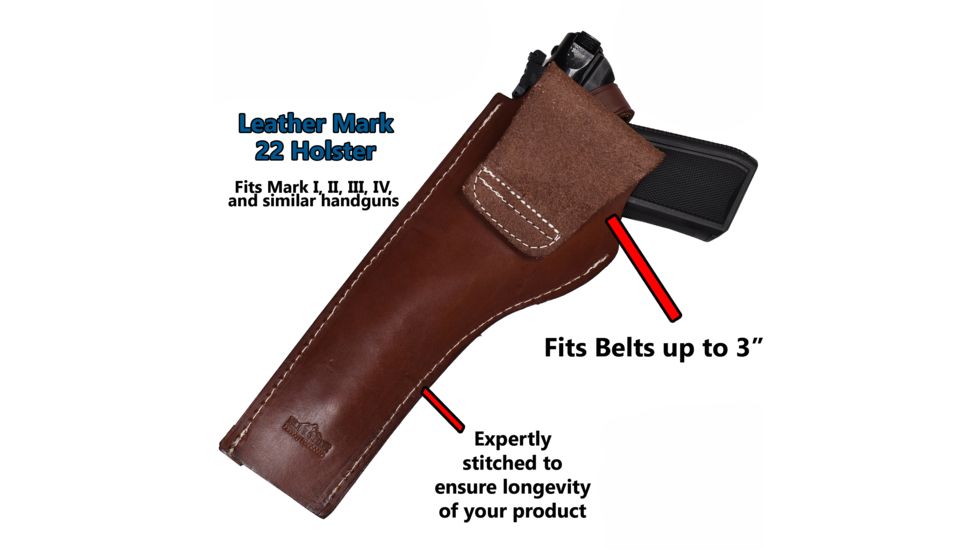 Blue Stone Safety Blue Stone Leather Holster, Mahagony, Ruger MK 1,2,3 &amp; 4- 6in Barrel, MK22-MH-LEA-RH-NM