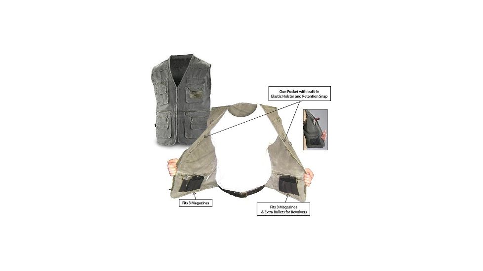 Blue Stone Safety, Concealment Vest, Olive, Medium, C565-002-0
