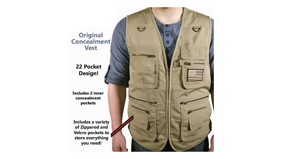 Blue Stone Safety Khaki Concealment Vest, Tan, Medium C567-002