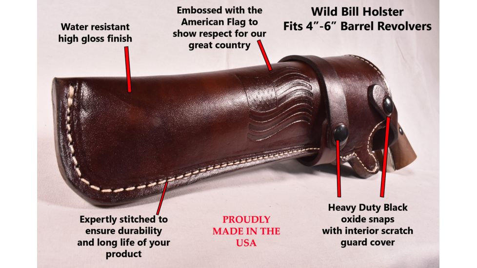 Blue Stone Safety Wild Bill Holster 6in Barrel /Left Hand, Mahogany, Revolvers