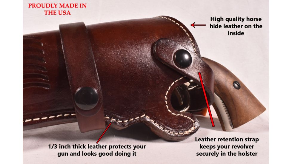 Blue Stone Safety Wild Bill Holster 6in Barrel /Left Hand, Mahogany, Revolvers