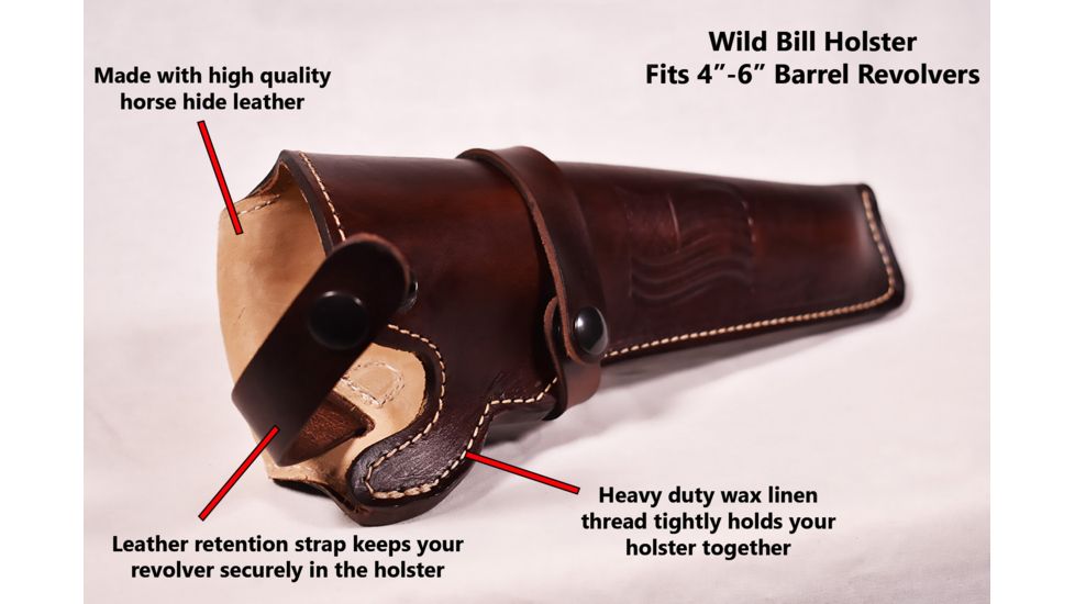 Blue Stone Safety Wild Bill Holster 6in Barrel /Right Hand, Mahogany, Revolvers