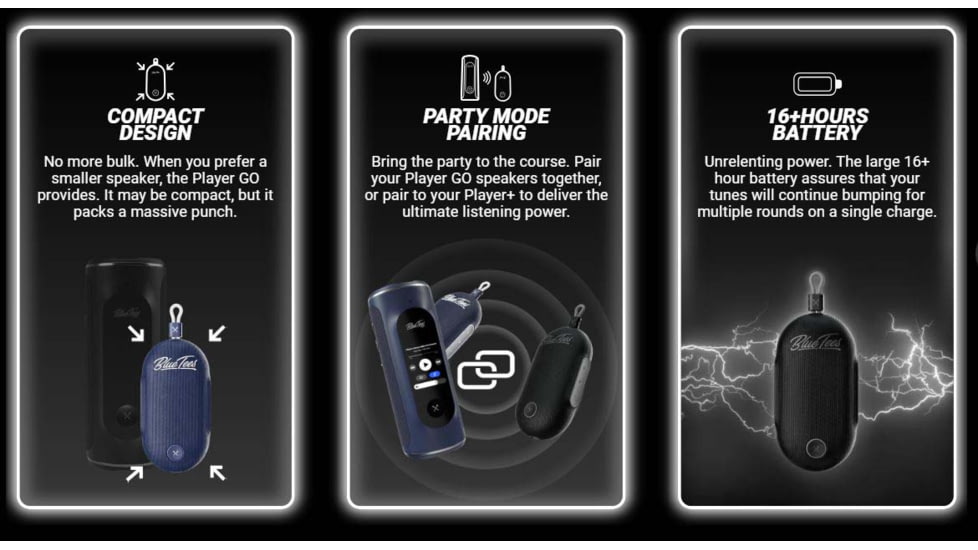 Blue Tees Golf Player Go GPS Speaker, Navy, SK-GPS-TPM-N