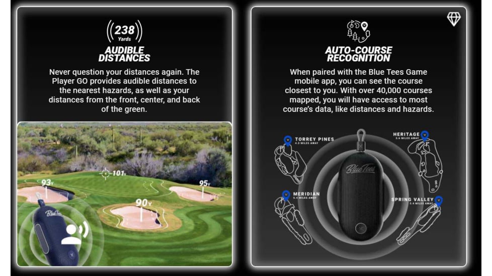 Blue Tees Golf Player Go GPS Speaker, Navy, SK-GPS-TPM-N