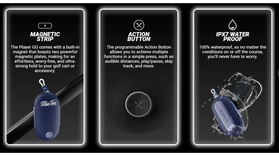 Blue Tees Golf Player Go GPS Speaker, Navy, SK-GPS-TPM-N