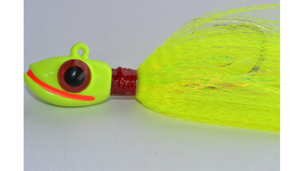 Blue Water Candy Grinning Gus Fishing Jig, 2 oz, Chartreuse Skirt/Chartreuse Head, 50002