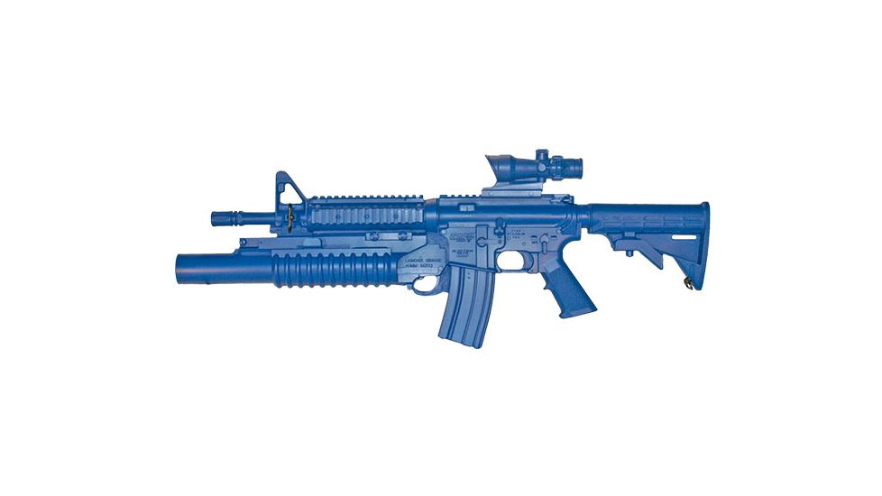 Blueguns M4 Commando Flat Top Closed Stock / Fwd Rail / M203 Grenade Launcher / ACOG Training Long Gun, Blue, FSM4CFTRCSM203ACOG