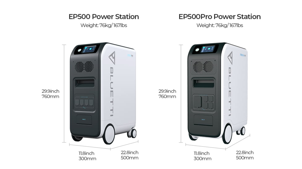 BLUETTI EP500 Solar Power Station, 2,000W/3,000W 5,100Wh, White, EP500-US-WH-BL-00