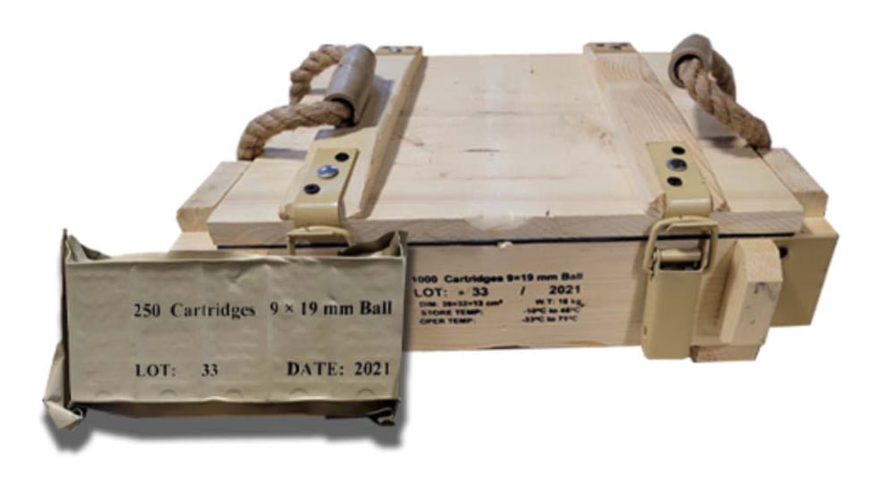 BMZ 9x19mm 115gr Full Metal Jacket Brass Cased Centerfire Pistol Ammo Crate, 1000 Rounds, BMZ9MM1000