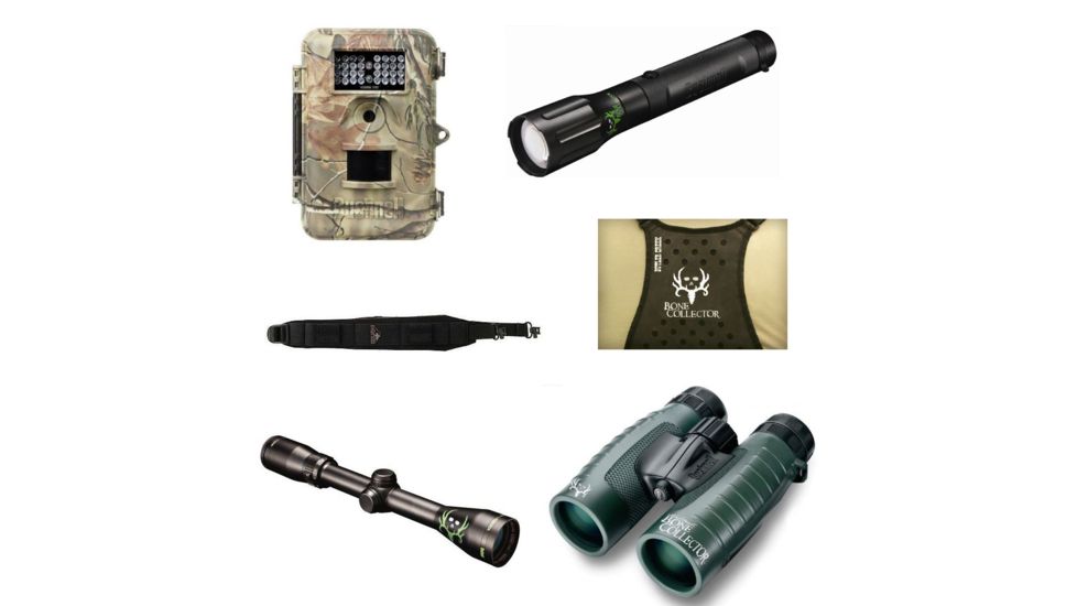 Bushnell Bone Collector 3-9x40 Riflescope, Matte Black, Multi-X Reticle, Box Pack with Bushnell 10x42 Trophy XLT Roof Prism Waterproof Binoculars, Green 234210 and Bushnell HD Torch Bone Collector LED Waterproof Flashlight 100400BC and Bushnell 8 Megapixe
