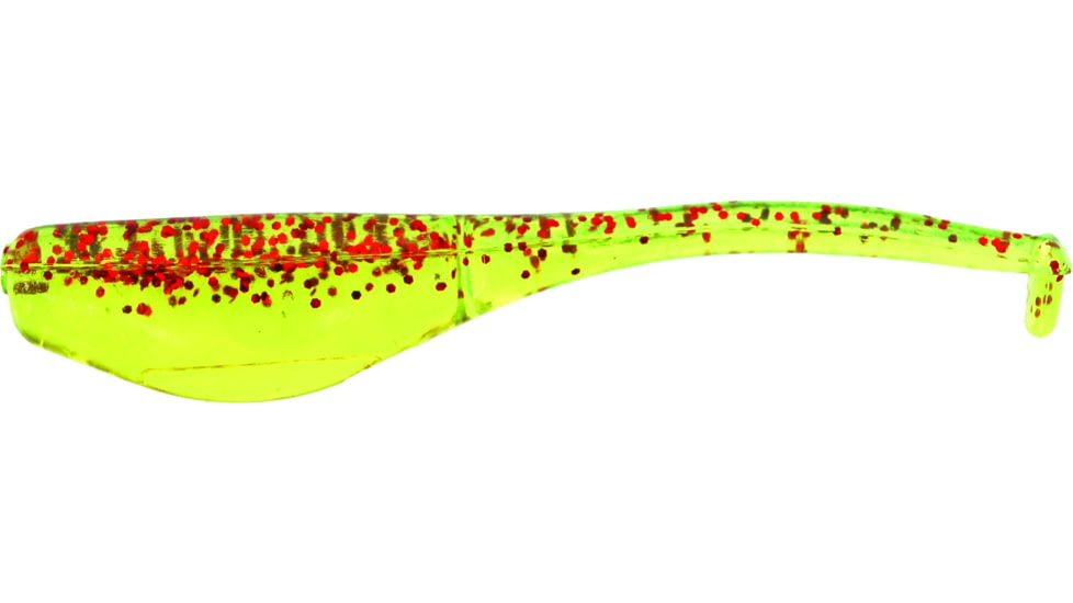 Bobby Garland Baby Shad Swim'R Soft Bait, 15, 1/4in, Chartreuse/Red Glitter, BGBSSW149-15