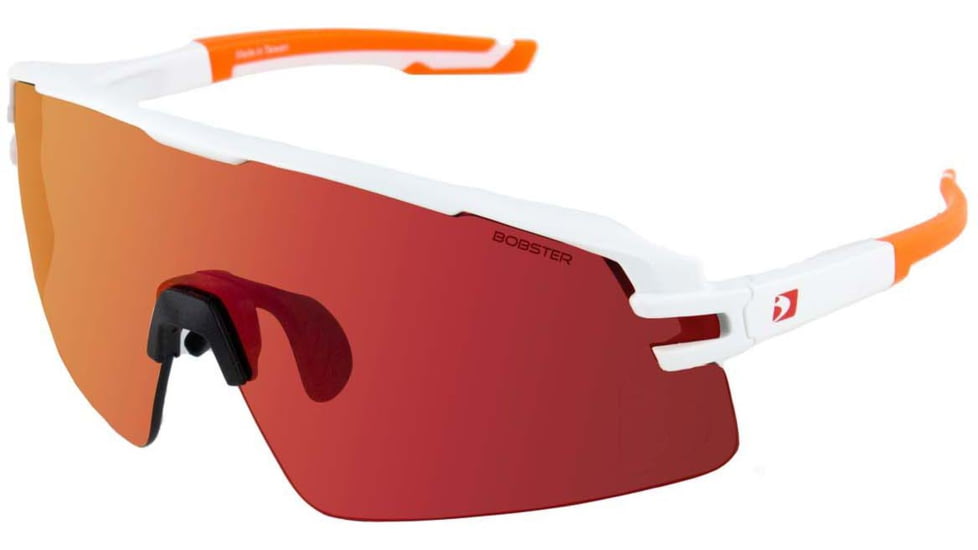 Bobster Flash Sunglasses - Matte White/orange Frame W/smoke Black Red Revo Lens - BFLA01