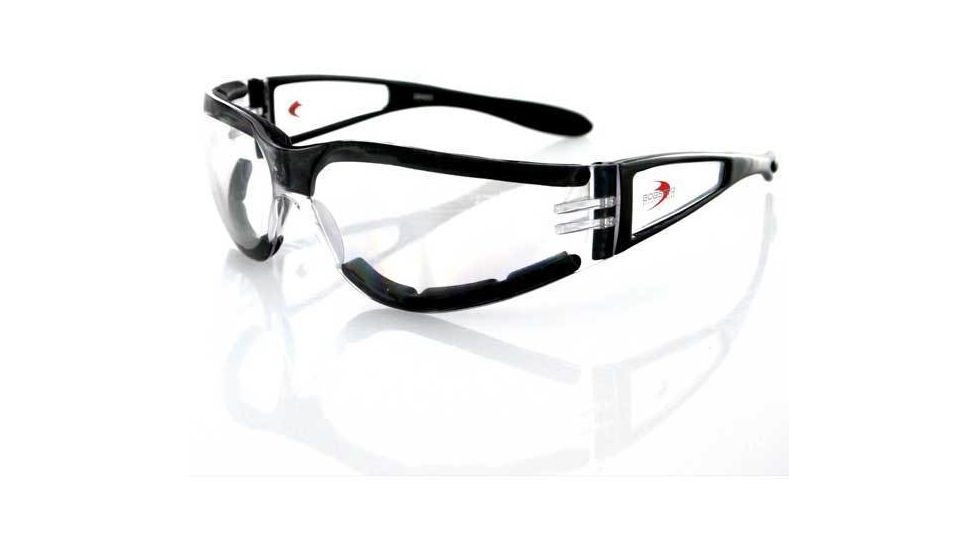 Bobster Shield II Sunglass, Black Frame, Clear Lens, ESH203