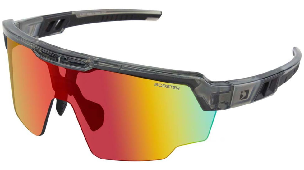 Bobster Wheelie Sunglasses - Gloss Clear/gray Frame W/ Smoked Black Red Revo Lens - BWHE01