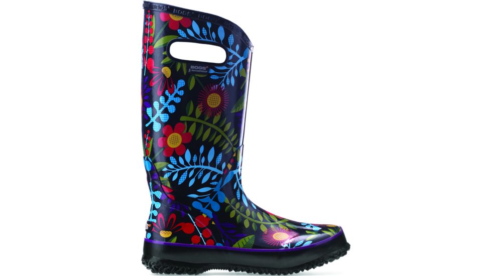 Bogs Rain Boot Floral Rubber Boot - Womens-Black-Medium-7 US
