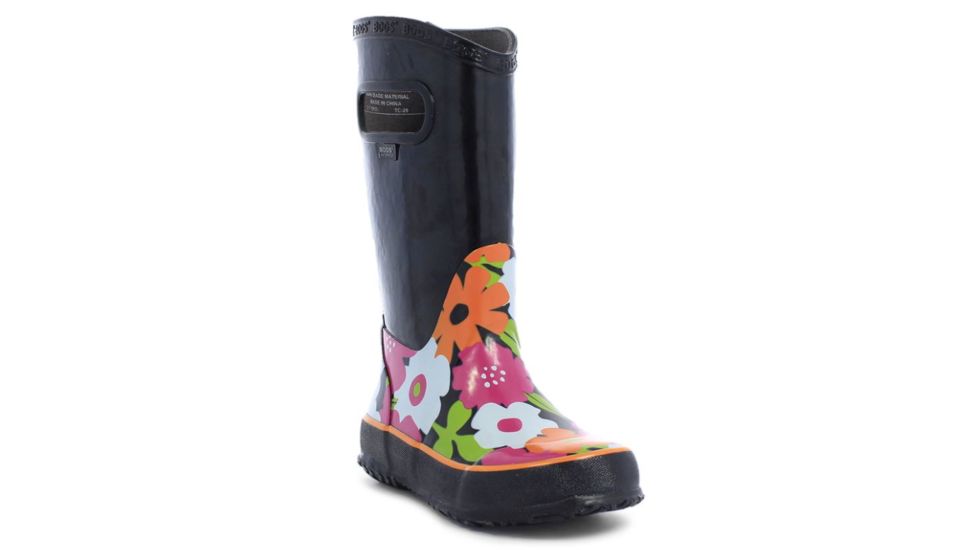 Bogs Rain Spring Flowers Boot,Black Multi,Size 12 71927-009-12