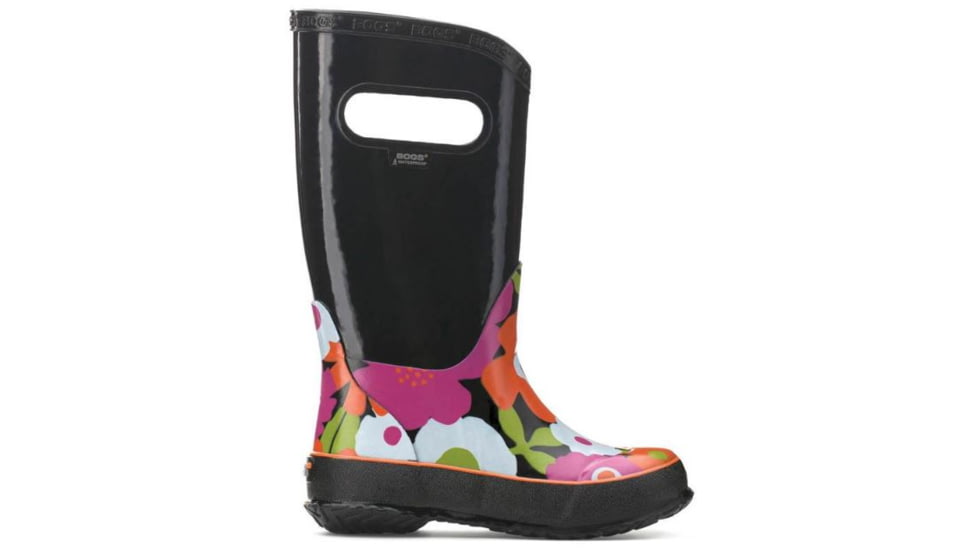 Bogs Rain Spring Flowers Boot,Black Multi,Size 12 71927-009-12