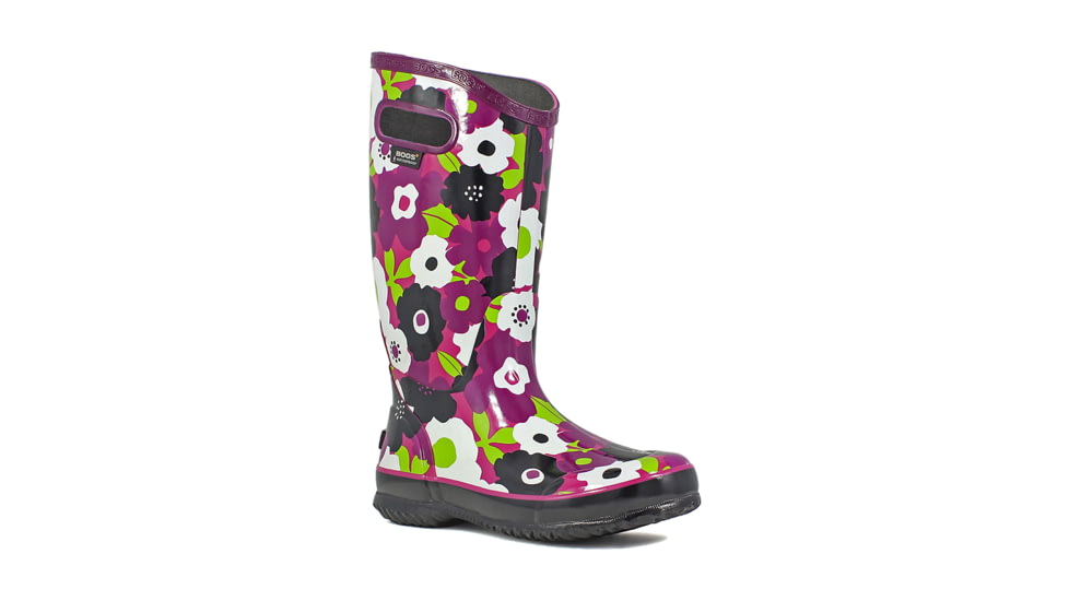 Bogs Womens Rain Spring Flowers Boots, Purple Multi, 12 71897-540-12