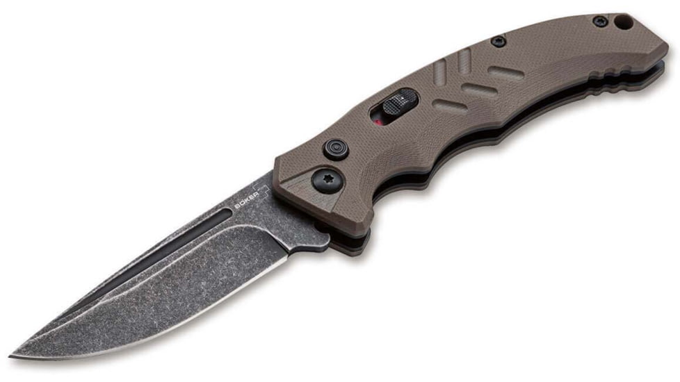 Boker 01BO483 Intention II Folding Drop Point Plain D2 Steel Blade Brown G10 Ha