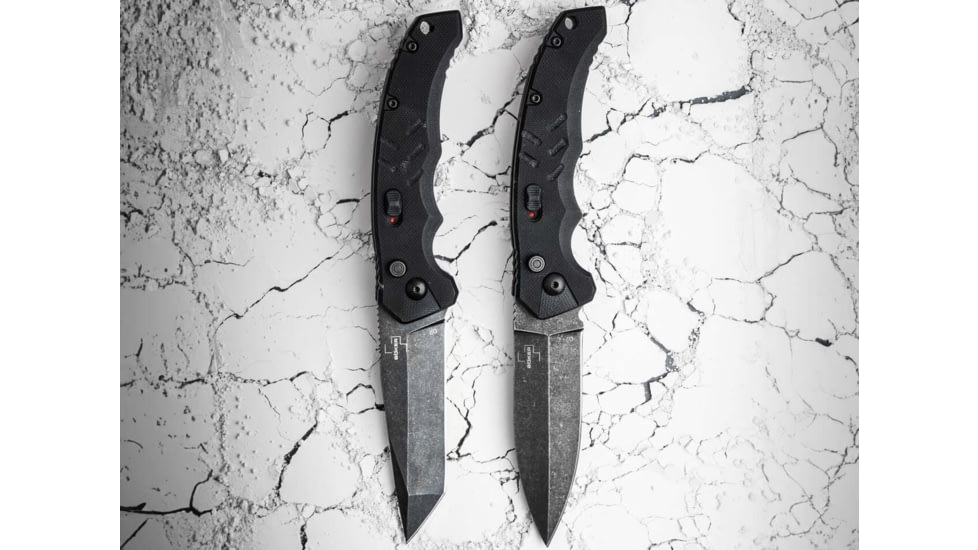 Boker USA Intention II Tanto Automatic Folding Knife, 3.07in, D2 Steel Black Tanto Blade, Black G10 Handle, 01BO797