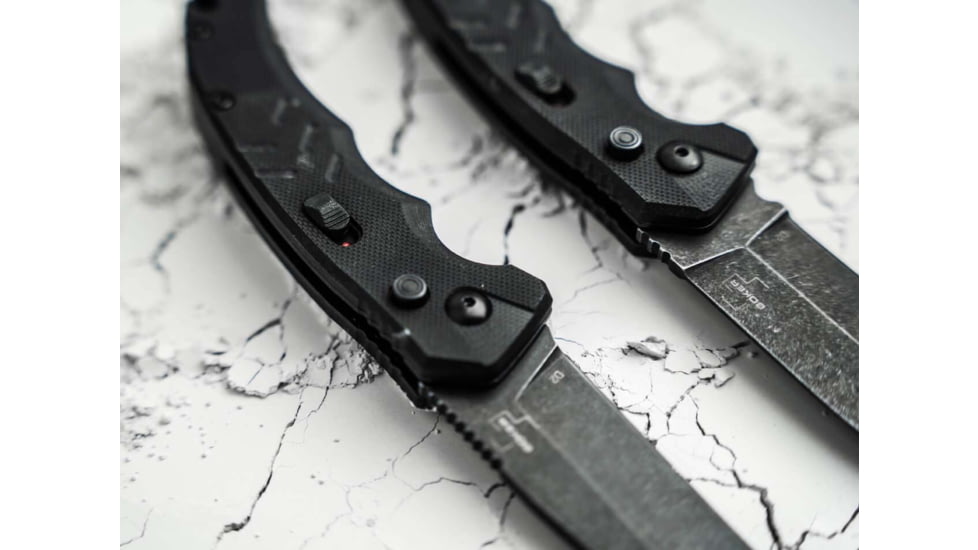 Boker USA Intention II Tanto Automatic Folding Knife, 3.07in, D2 Steel Black Tanto Blade, Black G10 Handle, 01BO797