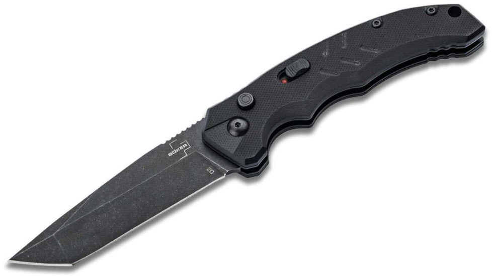 Boker USA Intention II Tanto Automatic Folding Knife, 3.07in, D2 Steel Black Tanto Blade, Black G10 Handle, 01BO797