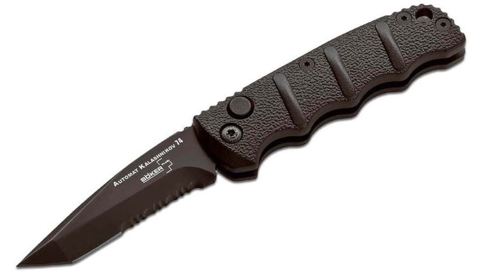 Boker 01Kals98 Kalashnikov Pocket 2.52 Tanto Plain D2 Steel Blade Black Aluminum Handle