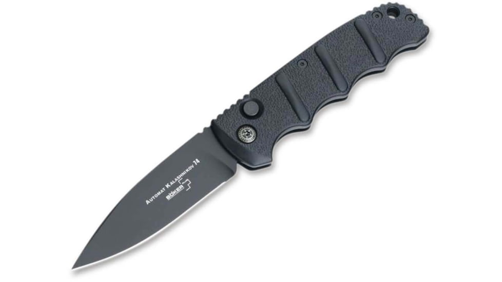 Boker 01Kals99 Kalashnikov Pocket 3.35 Plain D2 Steel Blade Black Aluminum Handle