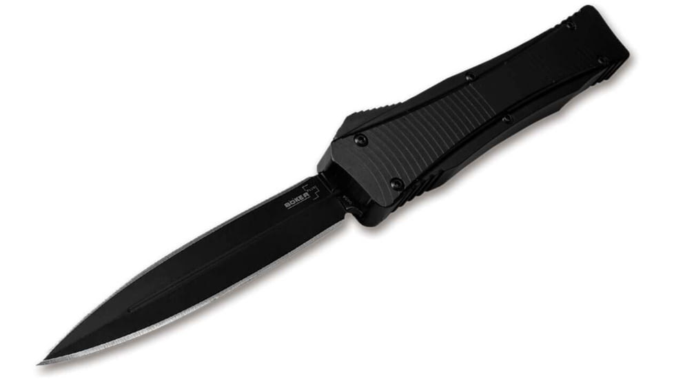 Boker 06Ex244 3.39 Double Edge Dagger Plain Black D2 Steel Blade Aluminum Handle