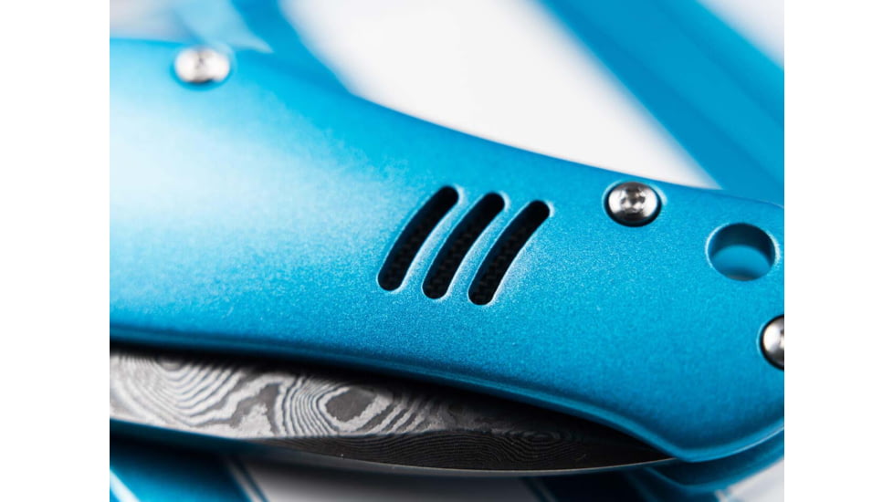 Boker 111101Dam 3.15 Drop Point Damascus Blade Blue Aluminum Handle