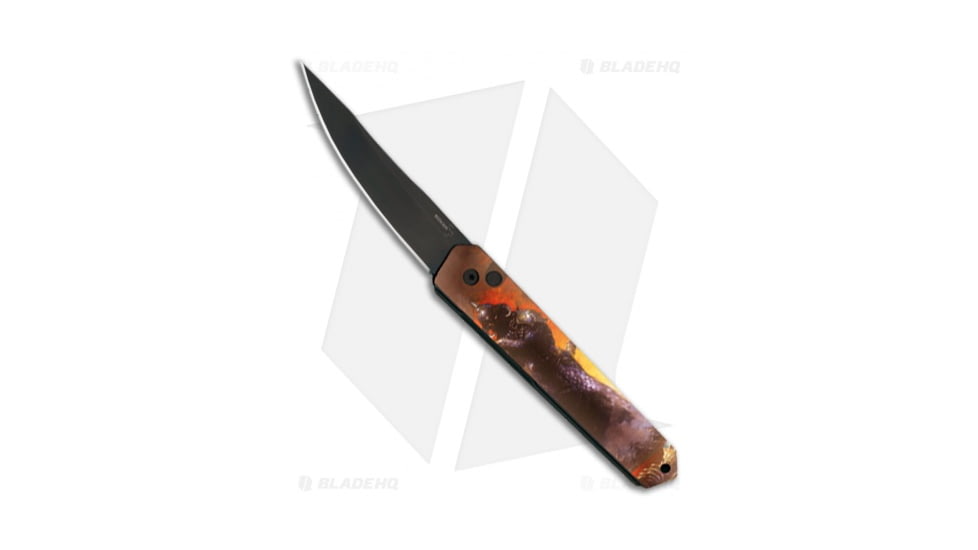 Boker Burnley Kwaiken Automatic Folding Knife, 3.50in, 154CM, Normal Blade, Aluminum Bronze Handle, Frank Frazetta Series DD3, Black/Bronze, 8.375in, BHQ-90337