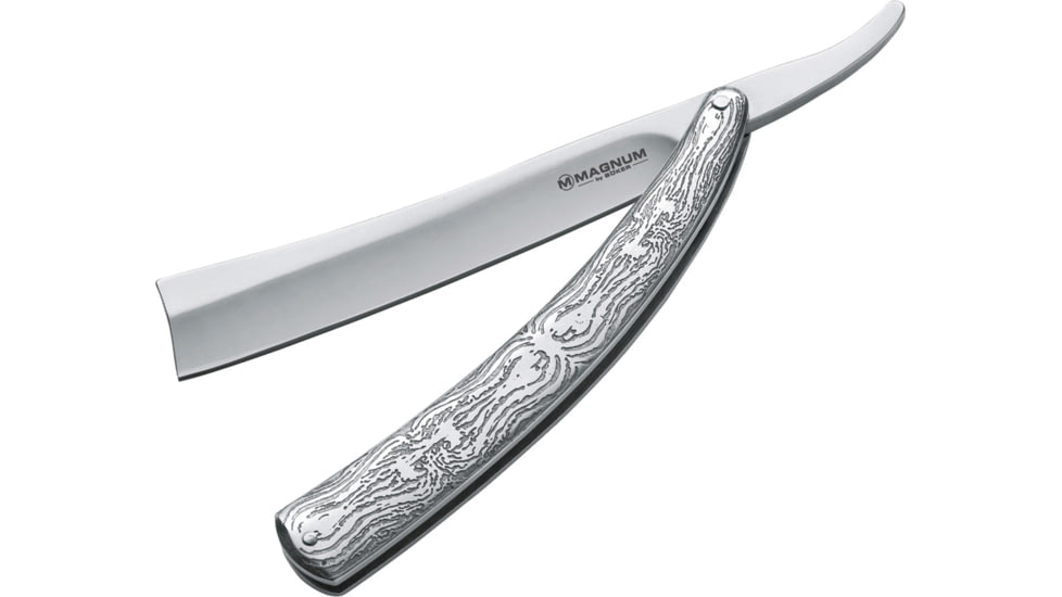 Boker Fleet Street Razor, 47.38in Closed, 4.84in, Stainless Steel Blade, Silver 440 Stainless Steel Handle, 01LG242