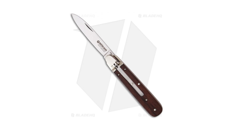 Boker Leverlock 713 Automatic Folding Knife, 3.25in, 440 Stainless Steel, Spear Point Blade, Cocobolo Wood Handle, Steel/Wood, 7.75in, BHQ-4540