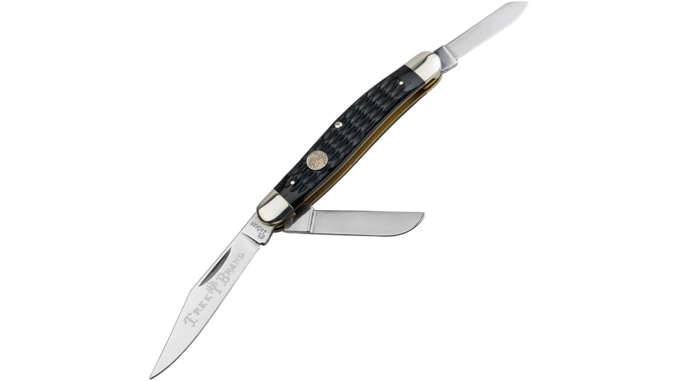 Boker Traditional Series 2.0 Stockman Folding Knife, 3.88in Closed, D2 Tool Steel, Clip/Sheepsfoot/Spey Blades, Black Jigged Bone Handle, 110856