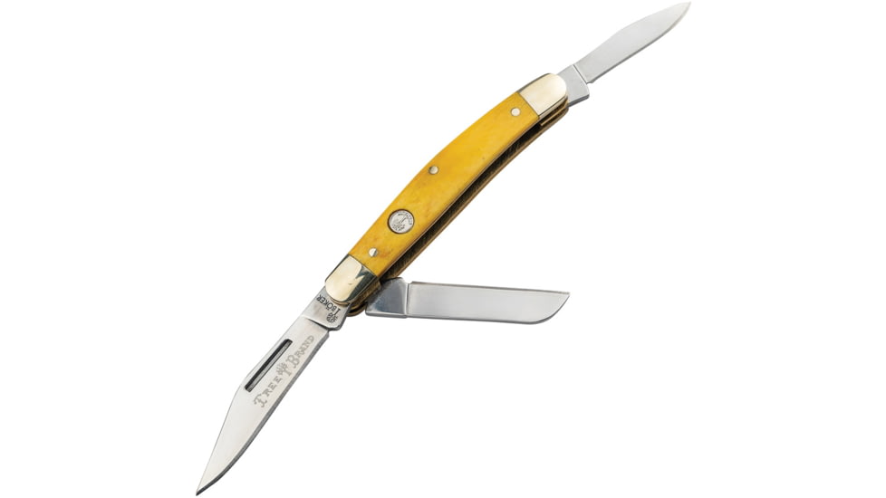 Boker Traditional Series 2.0 Stockman Folding Knife, 3.88in Closed, D2 Tool Steel, Clip/Sheepsfoot/Spey Blades, Yellow Bone Handle, 110859