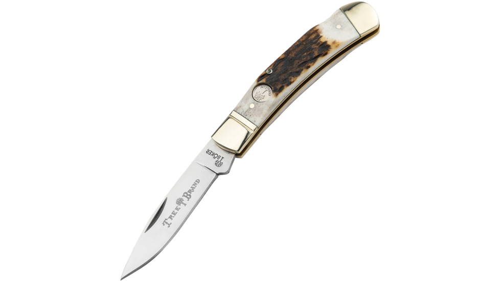 Boker Lockback Stag Folding Knife, Steel Blade, 110819ST
