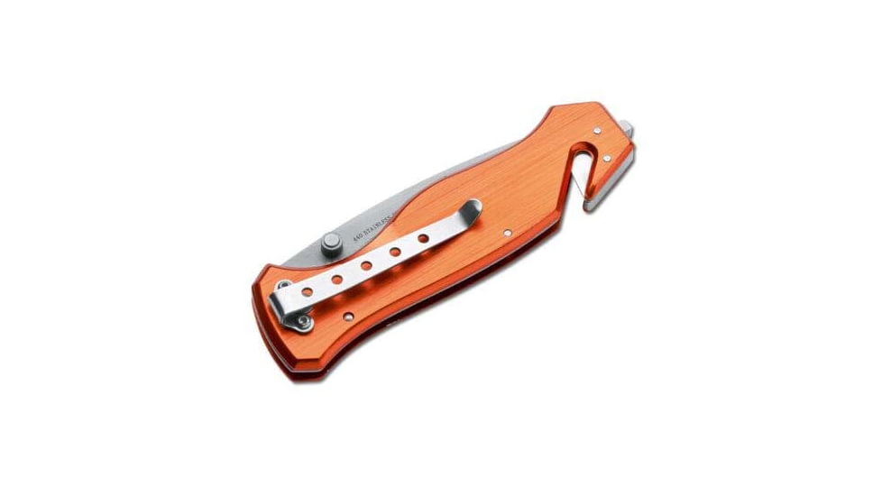 Boker Magnum Medic Rescue Folding Knife, 4.75in Closed, 3.35in, 440 SS, Matte Blade, Orange Aluminum Handle, 01MB364