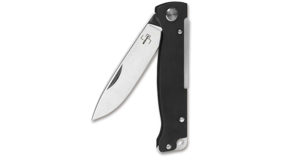 Boker Plus Atlas Folding Knife, 2.64in, 12C27, Drop Point Blade, Stainless Steel, Black Handle, 01BO851