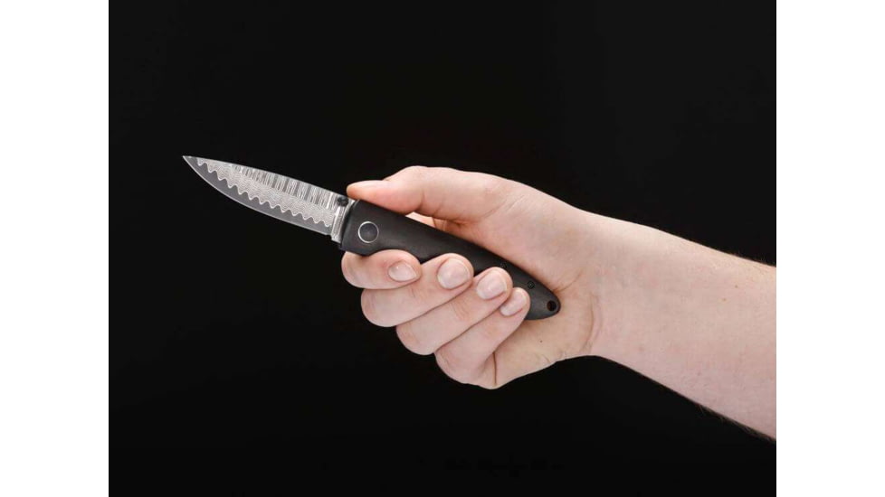 Boker Plus Damascus Gent I Folding Knife 3.23in, Damascus, Drop Point Blade, Ebony Black Handle, 01BO101DAM