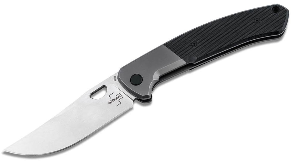 Boker Plus Elso Folding Knife, 4.75in Closed, 3.38in Stonewash D2 Tool Steel Blade, Black G10 Handle, 01BO554