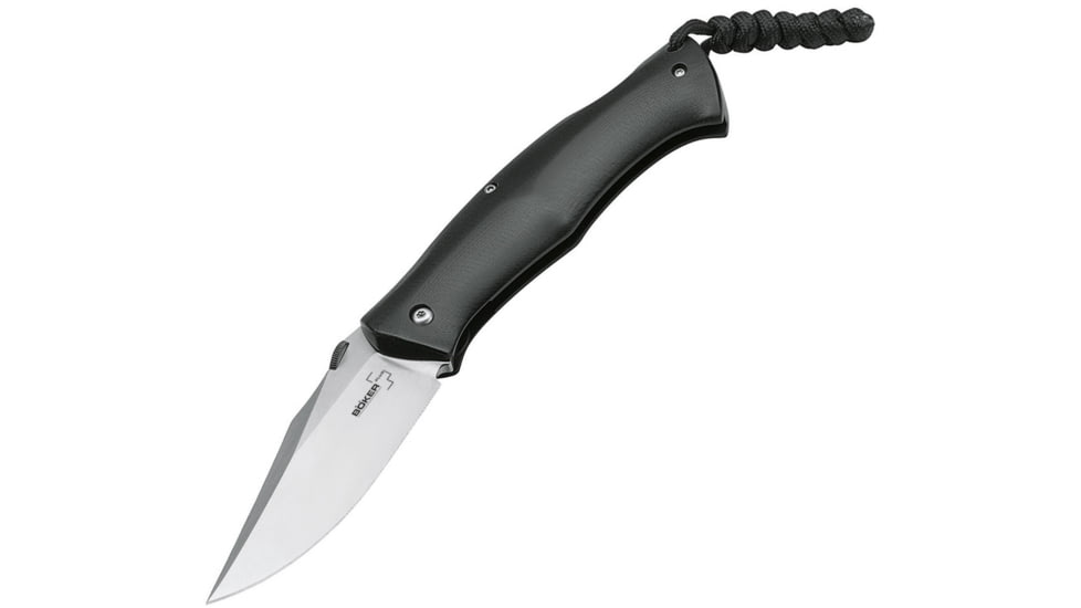 Boker Plus Kerberos Lockback Folding Knife, 3.5 satin finish D2 tool steel blade, Black G10 handle, 01BO266
