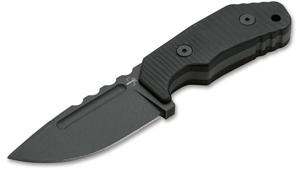 Boker Plus Little Dvalin Fixed Blade Knife, 3.15in, D2, G10 Black Handle, 02BO033
